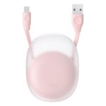 BASEUS Let”s Go Little Reunion One-Way Stretchable USB for Type-C Data Cable, 1m – White/Pink