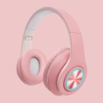 B39 Over-ear Headphone Wireless Bluetooth Headset Stereo Bass Foldable Earphone – Pink
