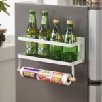 Single-layer Foldable Magnetic Refrigerator Storage Rack – White