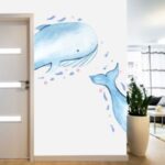 FANXI FX82079 Cartoon Blue Whale Wallpaper PVC Wall Sticker Kindergarten Stairs Background Decor