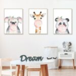 FANXI FX63013 3Pcs/Set Cartoon Forest Animal Watercolor Picture Frame Triple Painting Kindergarten Wall Sticker