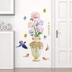FANXI K9372 Vase Orchid Wallpaper Bedroom Dining Room Foyer TV Background Wall Sticker Decal