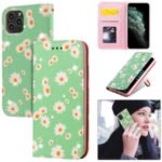 Daisy Pattern Flash Powder PU Leather Card Holder Shell for iPhone 11 Pro 5.8 inch – Green