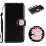 Daisy Decor Sparkling Card Holder Leather Case for Apple iPhone 11 Pro Max 6.5 inch – Black