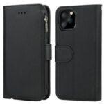 Microfiber Leather Case Zipper Pocket Wallet Cover for Apple iPhone 11 Pro Max 6.5 inch – Black