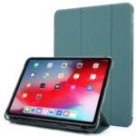 Tri-fold Stand Leather Tablet Protective Case with Pen Slot for iPad Pro 12.9-inch (2020)/(2018) – Dark Green