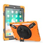 360° Swivel Kickstand PC + Silicone Combo Tablet Case with Handy Strap for iPad 9.7-inch (2018) – Orange