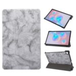 Marble Pattern Tri-fold Leather Stand Tablet Case for Samsung Galaxy Tab S6 Lite P610/P615 – Grey