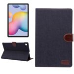 Jeans Cloth Stand Leather Tab Case for Samsung Galaxy Tab S6 Lite P610/P615 – Black
