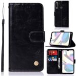 Vintage Premium PU Leather Wallet Stand Mobile Case for Samsung Galaxy A70e – Black