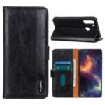 Bison Grain Wallet Stand Leather Phone Case for Samsung Galaxy A21 – Black