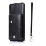 PU Leather Coated TPU Cover [Multi Card Slots] [Strap] for Samsung Galaxy A51 SM-A515 – Black