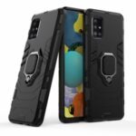 Cool Guard Ring Holder Kickstand PC TPU Hybrid Case Protective Shell for Samsung Galaxy A51 5G SM-A516 – Black