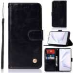 Vintage Premium PU Leather Wallet Phone Cover for Samsung Galaxy A91/S10 Lite/M80s – Black