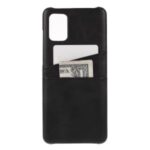 Double Card Slots PU Leather Coated Hard PC Unique Case for Samsung Galaxy A71 SM-A715 – Black