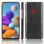 Litchi Skin Leather Coated PC Back Shell for Samsung Galaxy A21s – Black