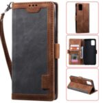 Vintage Splicing Style Leather Shell Protective Case for Samsung Galaxy A71 5G SM-A716 – Grey