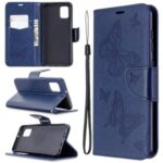 Imprint Butterfly Leather Wallet Phone Case for Samsung Galaxy A31 – Blue