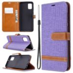 Assorted Color Jeans Cloth Leather Stylish with Wallet Case for Samsung Galaxy A31 – Purple