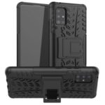 Cool Tyre Pattern PC + TPU Hybrid Back Shell with Kickstand for Samsung Galaxy A51 5G SM-A516 – Black