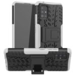 Cool Tyre Pattern PC + TPU Hybrid Back Shell with Kickstand for Samsung Galaxy A51 5G SM-A516 – Black/White