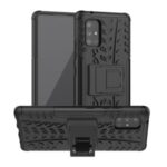 Cool Tyre Pattern PC + TPU Hybrid Back Case with Kickstand for Samsung Galaxy A71 5G SM-A716 – Black