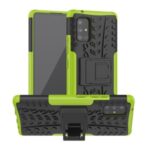 Cool Tyre Pattern PC + TPU Hybrid Back Case with Kickstand for Samsung Galaxy A71 5G SM-A716 – Black/Green