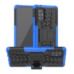Cool Tyre Pattern PC + TPU Hybrid Back Case with Kickstand for Samsung Galaxy A71 5G SM-A716 – Black/Blue