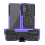 Cool Tyre Pattern PC + TPU Hybrid Back Case with Kickstand for Samsung Galaxy A71 5G SM-A716 – Black/Purple