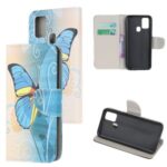 Pattern Printing Wallet Flip Leather Phone Cover for Samsung Galaxy M31 – Blue Butterflies