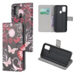 Pattern Printing PU Leather Wallet Stand Phone Cover for Samsung Galaxy M31 – Flowers and Butterflies