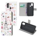 Pattern Printing PU Leather Wallet Stand Phone Cover for Samsung Galaxy M31 – Paris Eiffel Tower