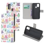 Pattern Printing PU Leather Wallet Stand Phone Cover for Samsung Galaxy M31 – Colorful Owls