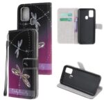 Cross Texture Pattern Printing Wallet Leather Phone Casing for Samsung Galaxy A21s – Dragonfly