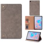 Retro Book Pattern Leather Smart Tablet Case for Samsung Galaxy Tab S6 Lite P610 – Grey