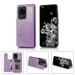 Imprint Mandala Flower PU Leather + TPU Cover for Samsung Galaxy S20 Ultra – Purple