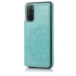 Imprint Mandala Flower PU Leather + TPU Hybrid Kickstand Case for Samsung Galaxy S20 Plus – Sky Blue