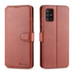 AZNS Wallet Leather Stand Protective Phone Shell for Samsung Galaxy A51 5G SM-A516 – Brown