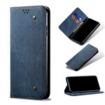 Jeans Cloth Leather Wallet Cell Phone Cover for Samsung Galaxy A31 – Blue