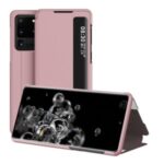 View Window Flip Leather Case for Samsung Galaxy S20 Ultra – Rose Gold