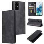 Business Style Auto-absorbed Leather Wallet Mobile Phone Case for Samsung Galaxy S20 – Black
