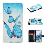 Light Spot Decor Pattern Printing Wallet Leather Mobile Cover for Samsung Galaxy S20 – Butterfly