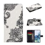 Light Spot Decor Pattern Printing Wallet Leather Mobile Case for Samsung Galaxy S20 Plus – Lace Flower
