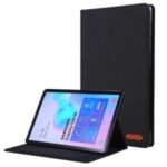 Cloth Texture Card Slots Stand Leather Case for Samsung Galaxy Tab S6 SM-T860/T865 – Black