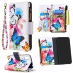 Pattern Printing Leather Stand Mobile Cover with Zipper Wallet for Samsung Galaxy A01 – Butterfly and Flower