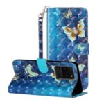 Light Spot Decor Pattern Embossed Leather Case Wallet for Samsung Galaxy S20 Ultra – Butterfly