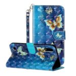 Patterned Embossed Leather Wallet Phone Case with Strap for Samsung Galaxy M10/A10 – Butterfly