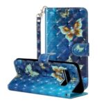 Patterned Embossed Leather Wallet Phone Case with Strap for Samsung Galaxy S10 Plus – Butterfly