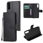 Imprint Tree Owl Leather Stylish Wallet  Stand Case for Sony Xperia L4 – Black