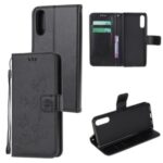 Imprint Butterfly Flower Wallet Stand Leather Flip Cover for Sony Xperia L4 – Black